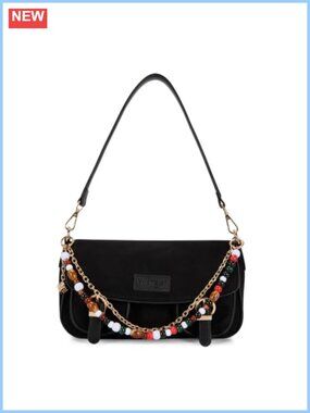 Faux Suede Shoulder Bag Multi-Pocket Western Crossbody Purse